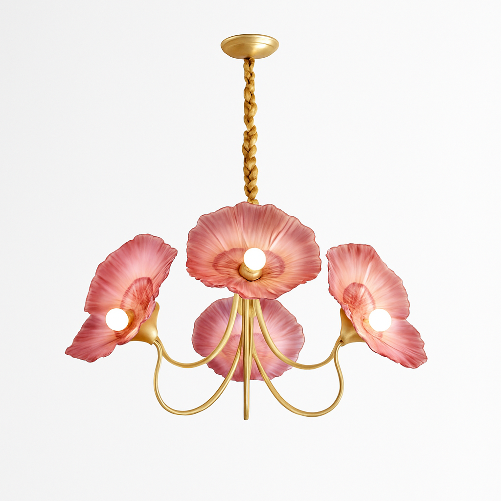 Lustre avec fleurs en verre déco nordique moderne