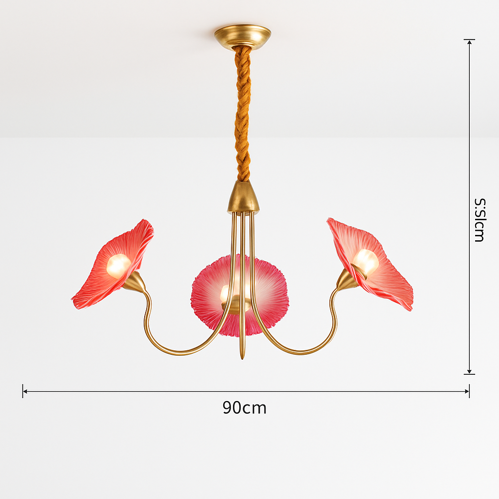 Lustre avec fleurs en verre déco nordique moderne
