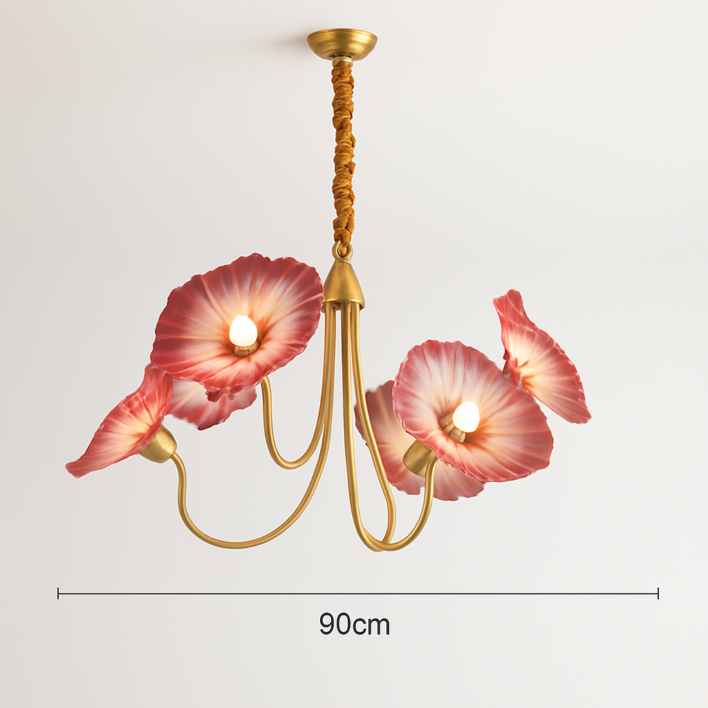 Lustre avec fleurs en verre déco nordique moderne