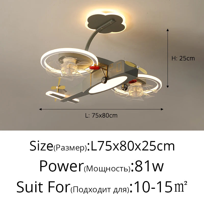lustre avion dessin animé led pour enfants créatif