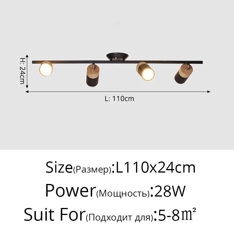 lustre à bande led nordique avec spots décoratifs pour intérieur