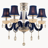 Lustre baroque à LED avec abat-jour en verre cristal et tissu Royal