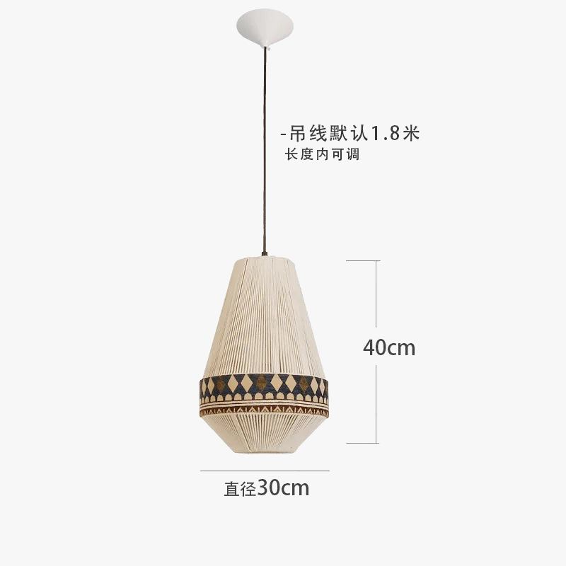 lustre bohème en tissu tissé avec corde en coton et lin