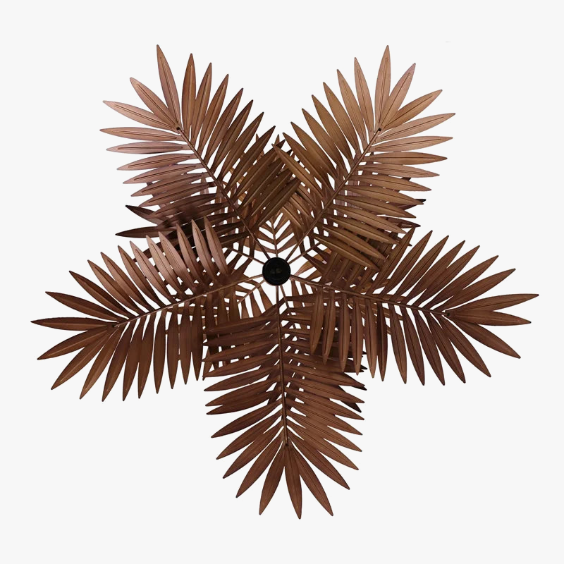lustre boho en feuilles de cocotier pour décoration créative intérieure