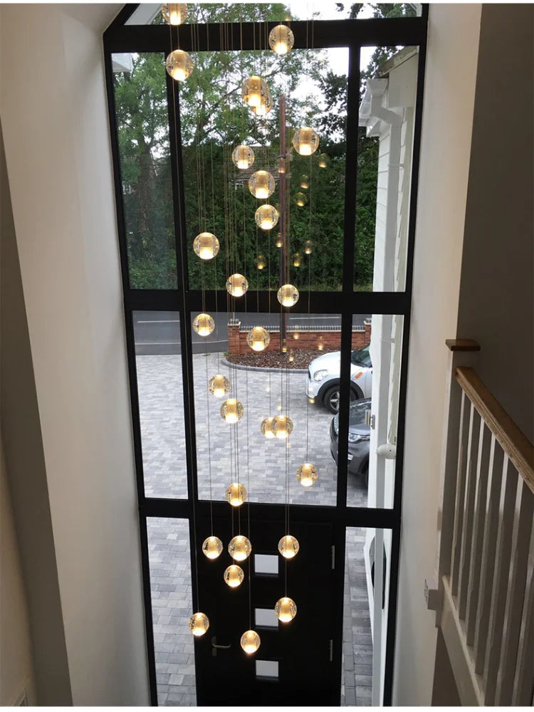 lustre boule de cristal nordique duplex villa salon restaurant