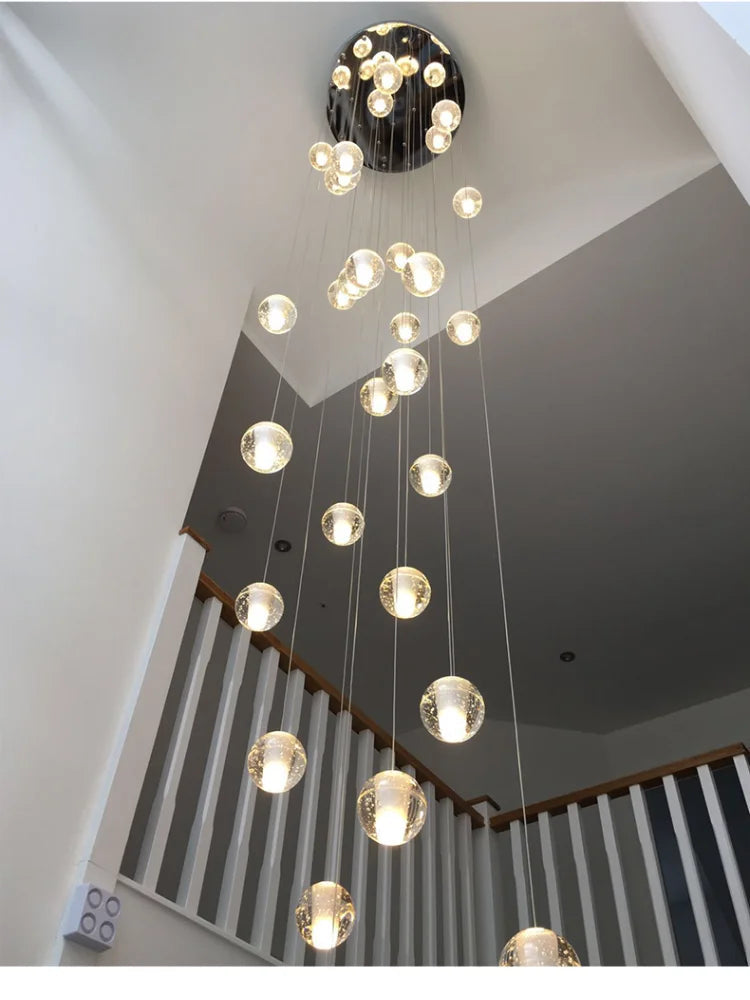 lustre boule de cristal nordique duplex villa salon restaurant