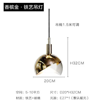 lustre boule de luxe nordique en galvanoplastie suspension post-moderne