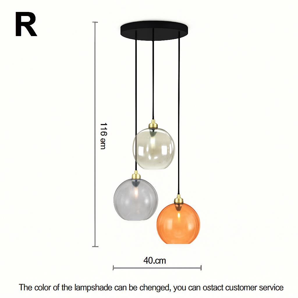 lustre boule de verre moderne grain d'eau luminaire suspendu nordique