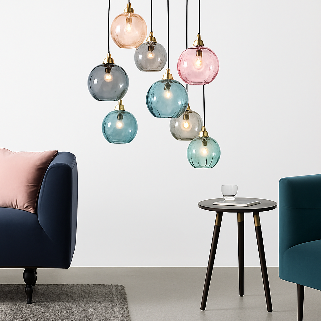 lustre boule de verre moderne grain d'eau luminaire suspendu nordique