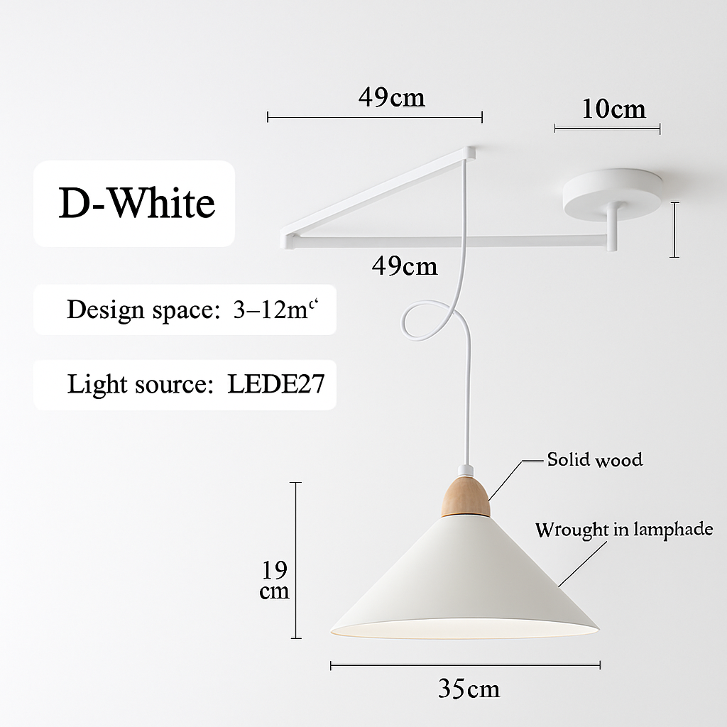 lustre à bras long rotatif réglable moderne pliable et rétractable
