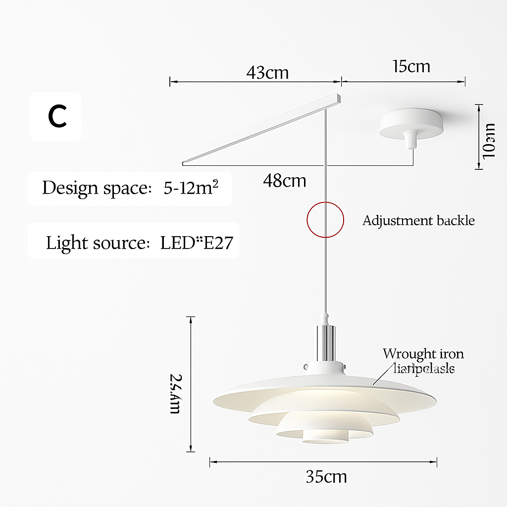 lustre à bras long rotatif réglable moderne pliable et rétractable