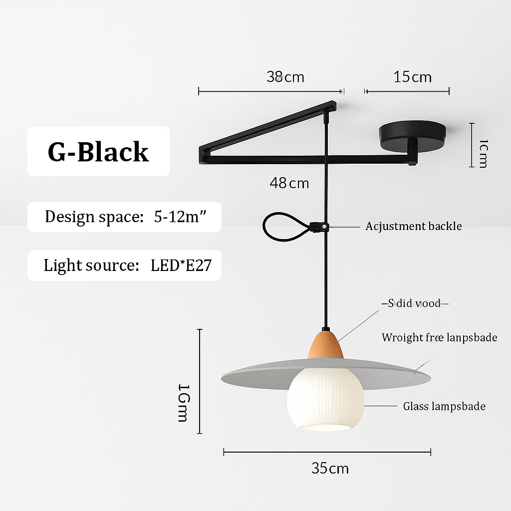 lustre à bras long rotatif réglable moderne pliable et rétractable