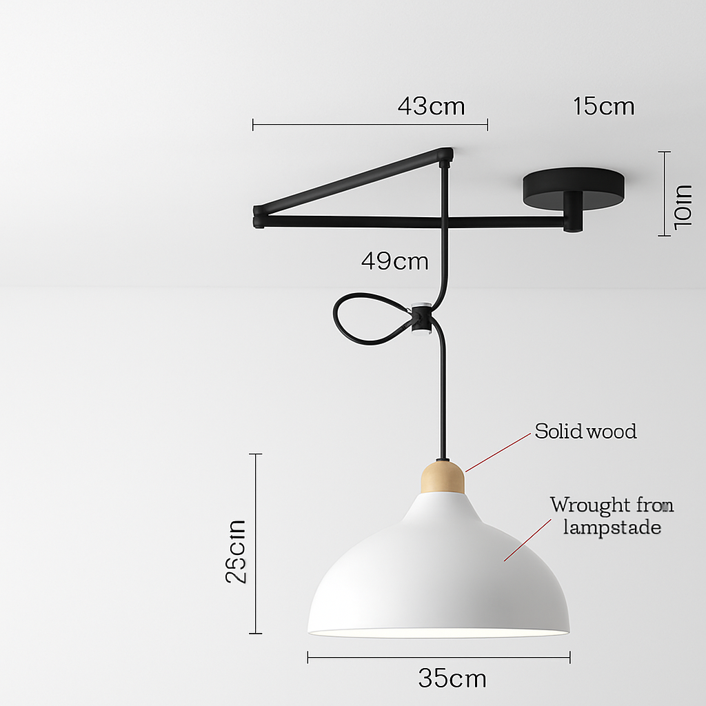 lustre à bras long rotatif réglable moderne pliable et rétractable