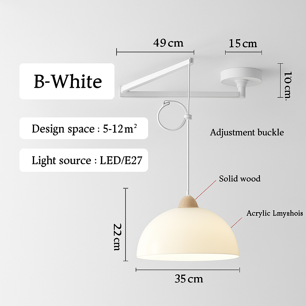 lustre à bras long rotatif réglable moderne pliable et rétractable