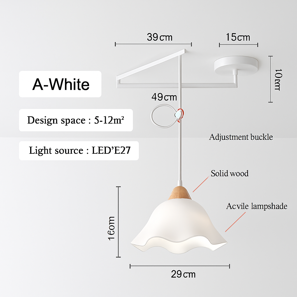 lustre à bras long rotatif réglable moderne pliable et rétractable