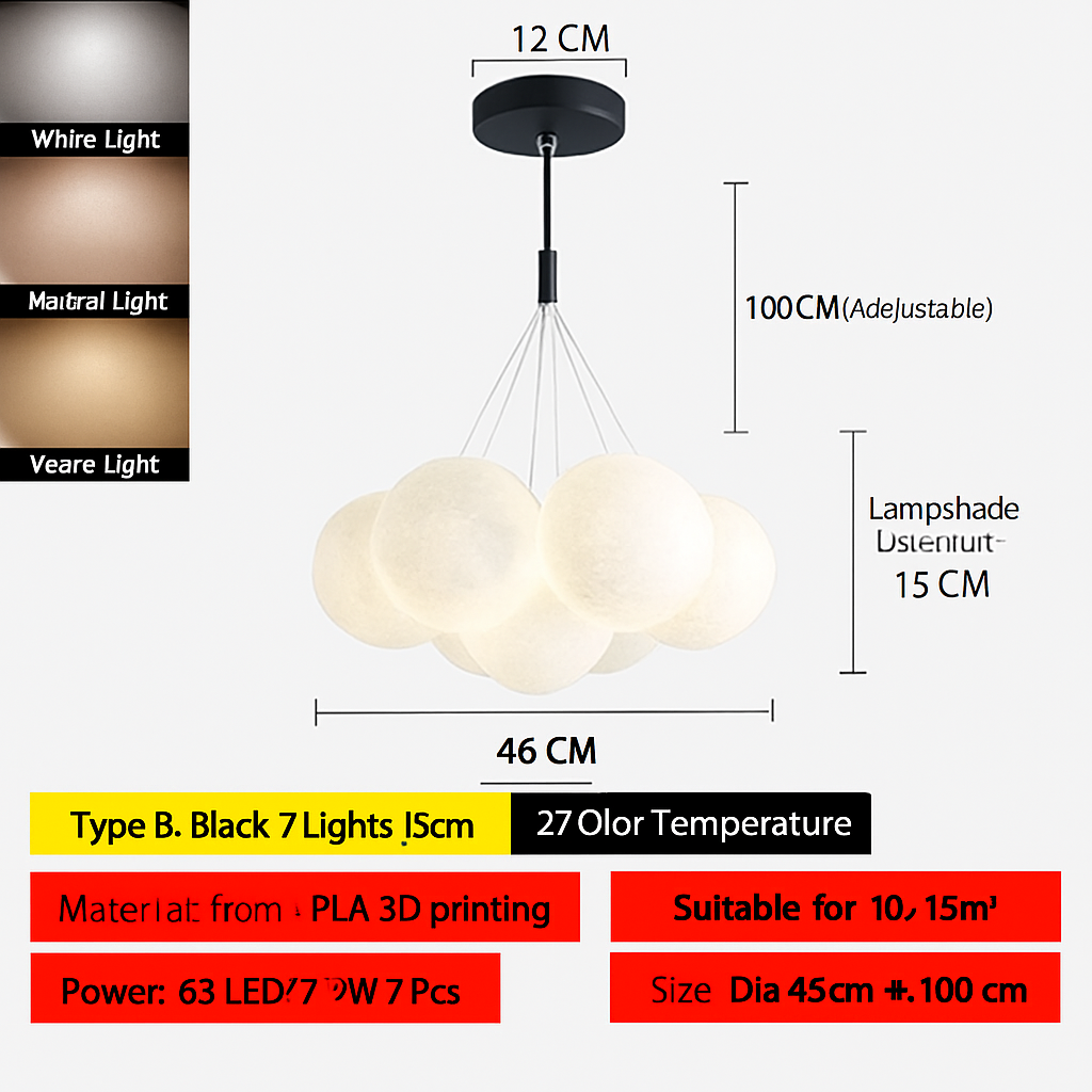 lustre bulle lumière pour salon chambre suspendues