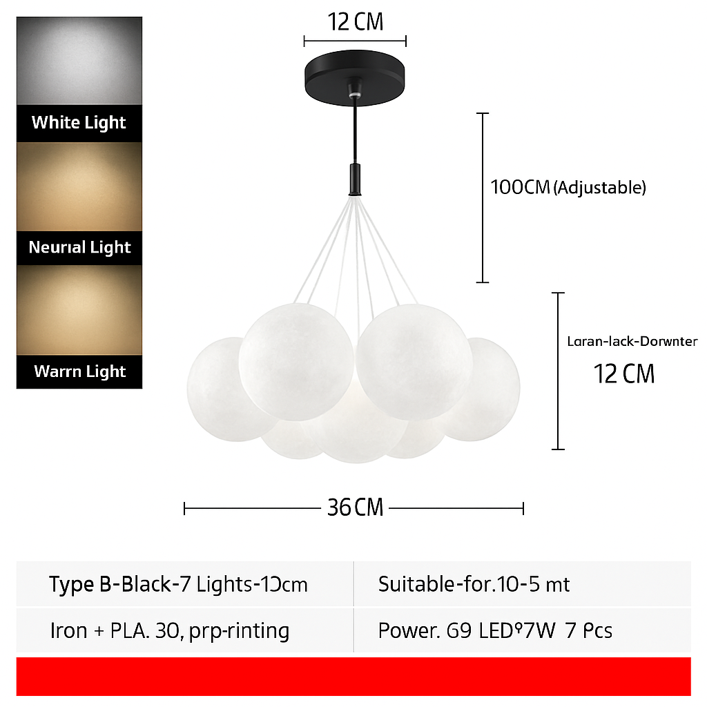 lustre bulle lumière pour salon chambre suspendues