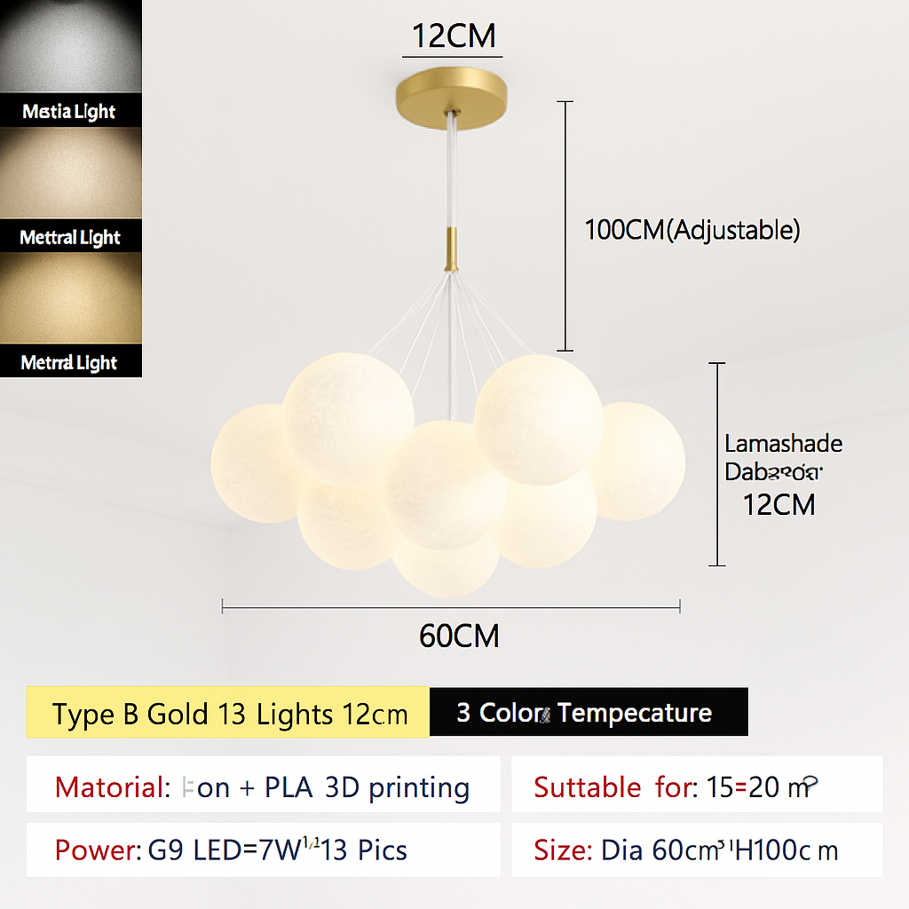 lustre bulle lumière pour salon chambre suspendues