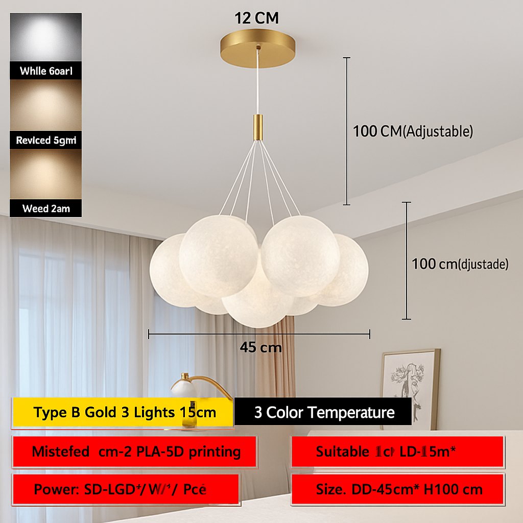 lustre bulle lumière pour salon chambre suspendues