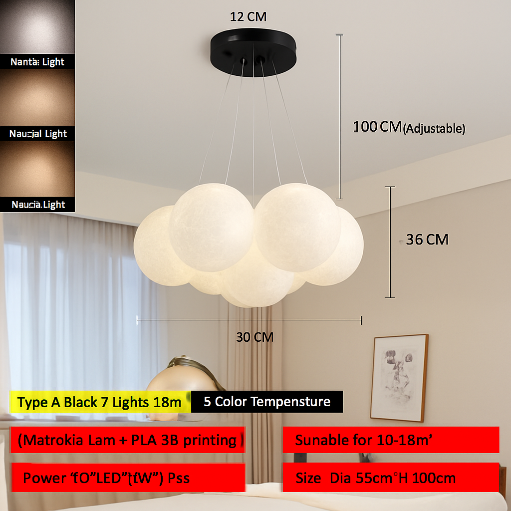 lustre bulle lumière pour salon chambre suspendues