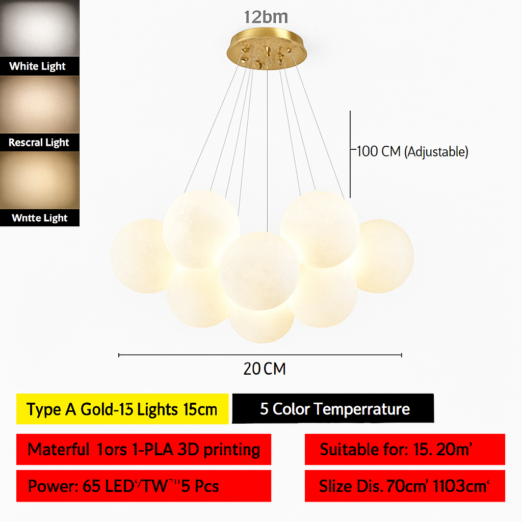 lustre bulle lumière pour salon chambre suspendues