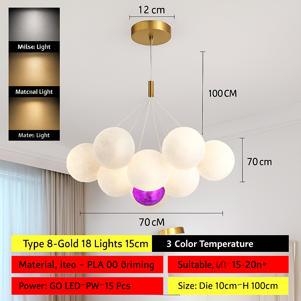 lustre bulle lumière pour salon chambre suspendues