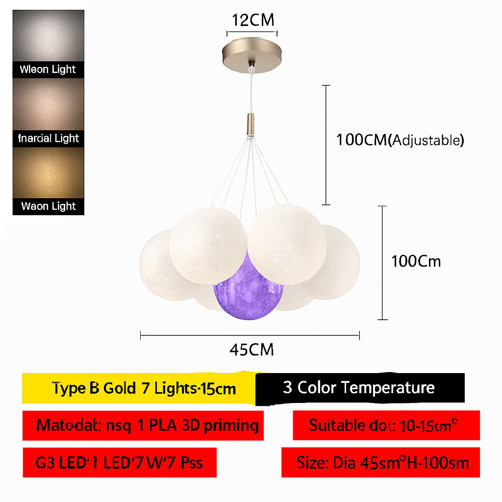 lustre bulle lumière pour salon chambre suspendues