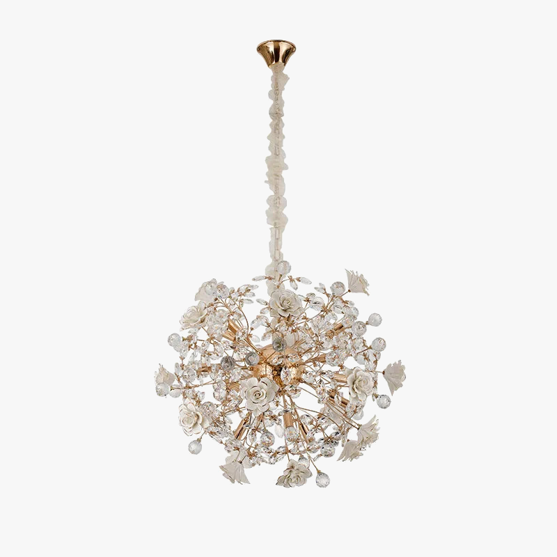 Lustre céramique blanc fleurs décoration