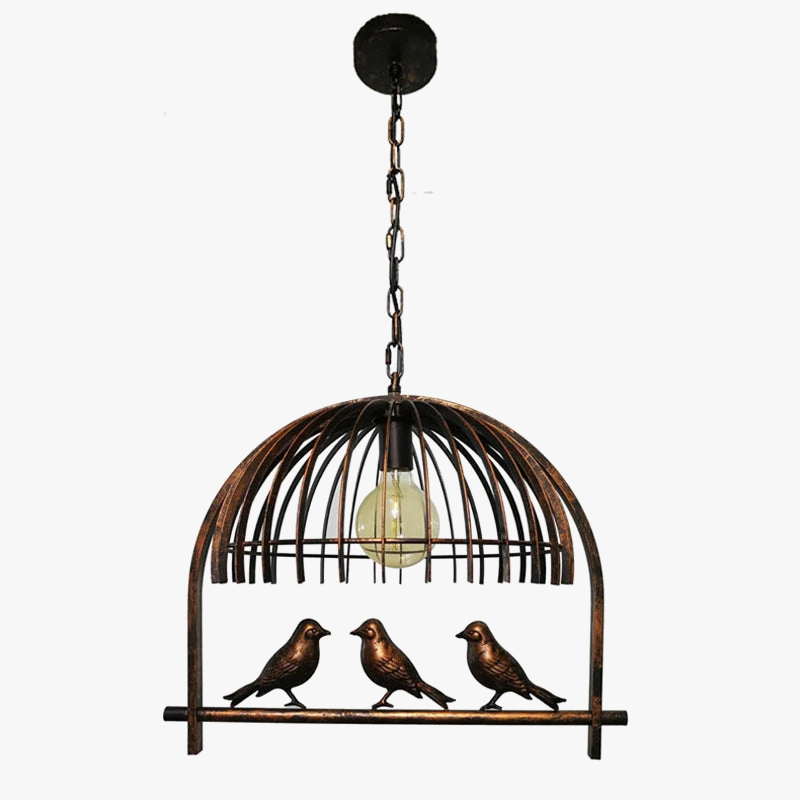 lustre cage à oiseaux en fer forgé pour café et bar