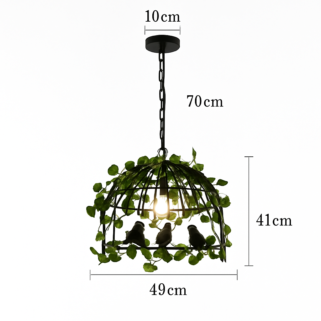 lustre cage à oiseaux style industriel rétro fer forgé décoratif