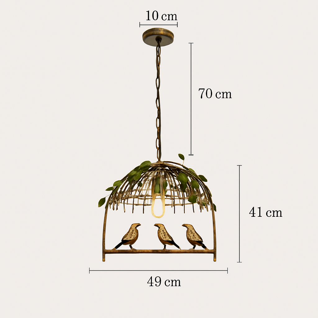 lustre cage à oiseaux style industriel rétro fer forgé décoratif