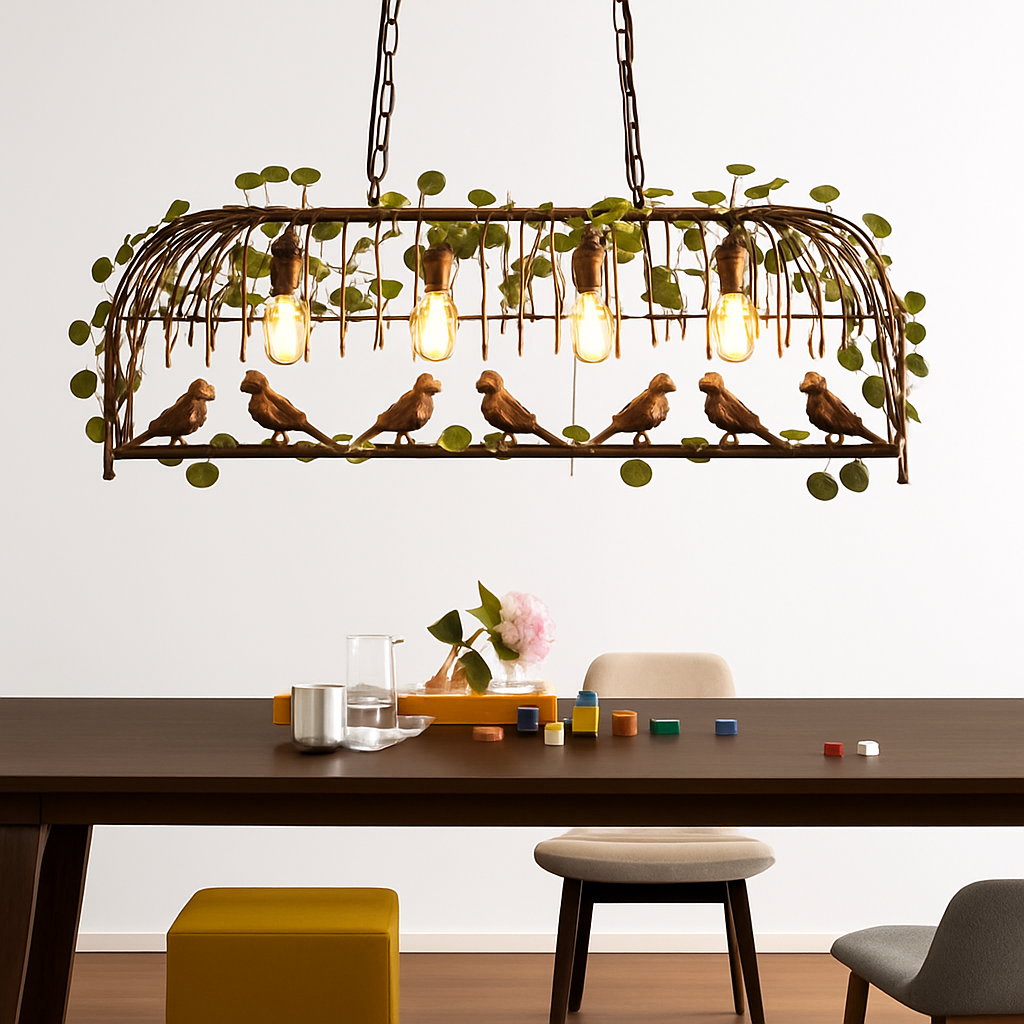 lustre cage à oiseaux style industriel rétro fer forgé décoratif