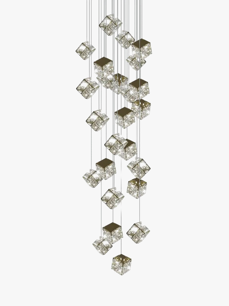 lustre carré moderne en cristal pour éclairage design