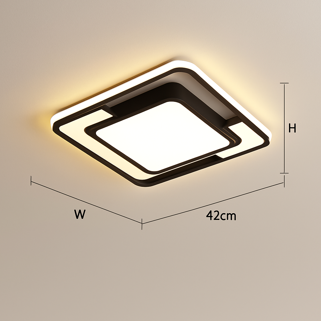 lustre carré moderne en fer avec leds pour éclairage intérieur
