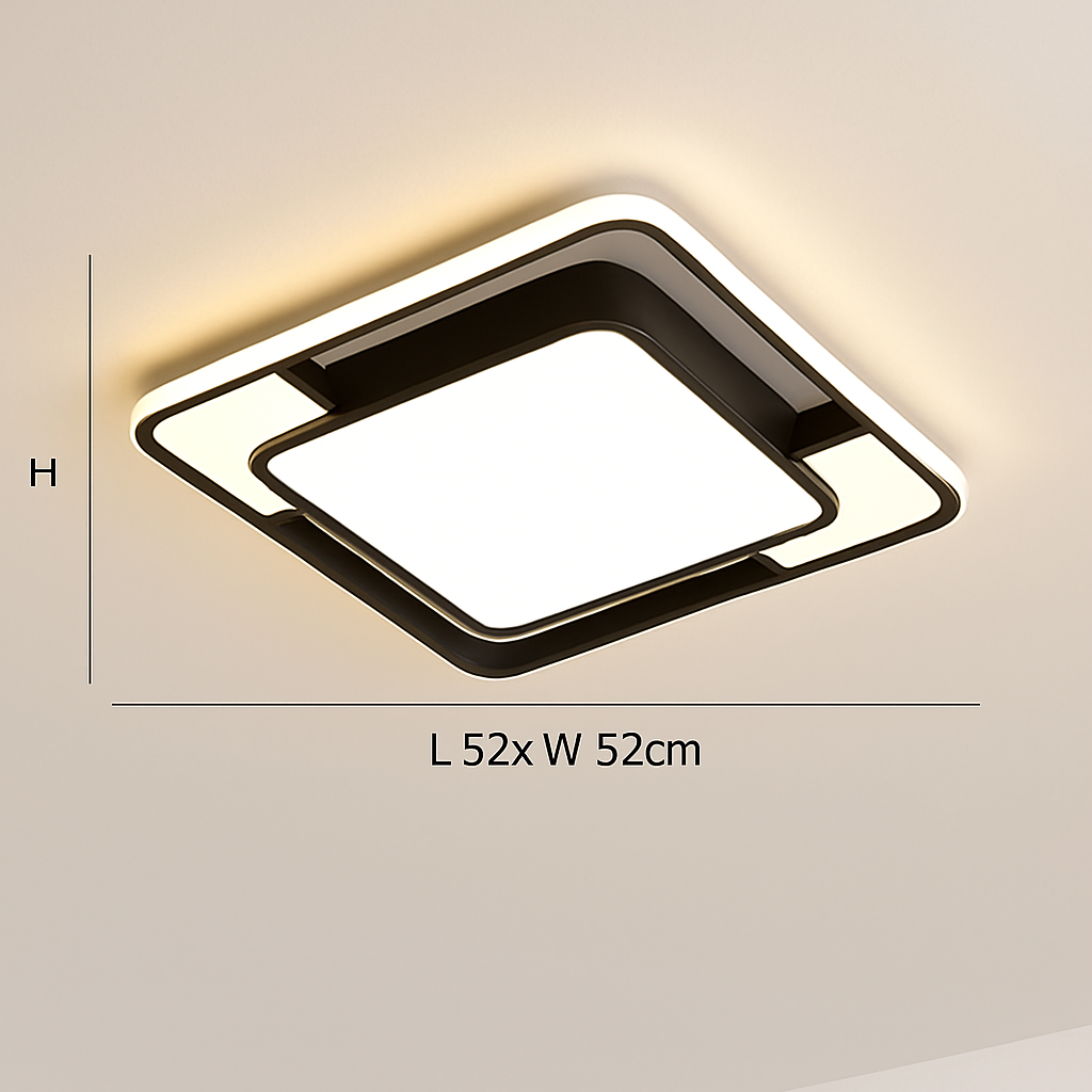lustre carré moderne en fer avec leds pour éclairage intérieur
