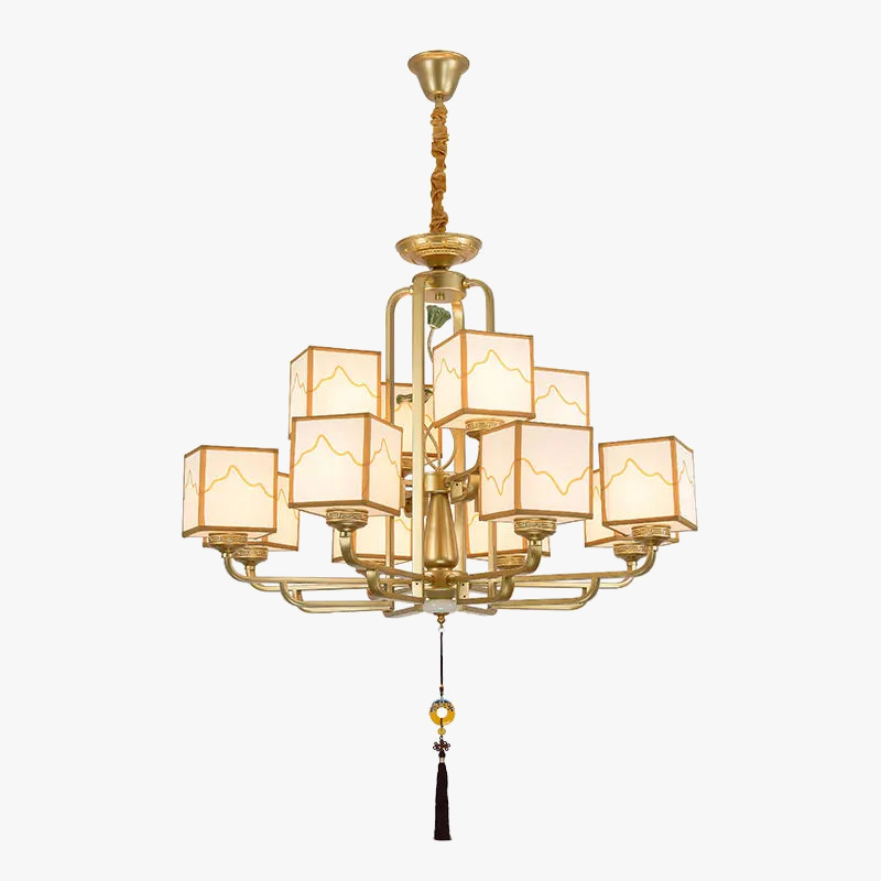 lustre chinois classique doré design pour intérieur élégant