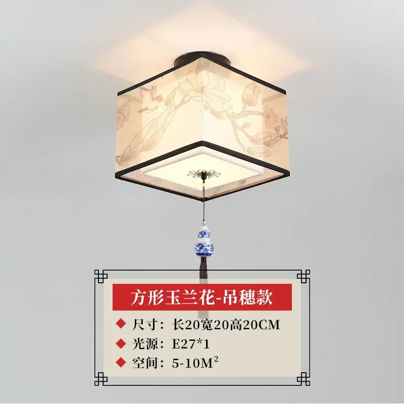 lustre chinois créatif lotus éclairage suspendu peinture décorative