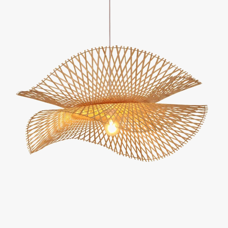 lustre chinois fait main en bambou avec éclairage led suspendu