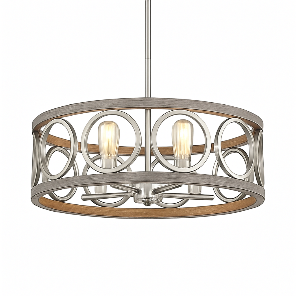 Lustre circulaire industriel américain ferme rétro fer Art Grain de bois pour Restaurant maison chambre plafonnier décor à la maison