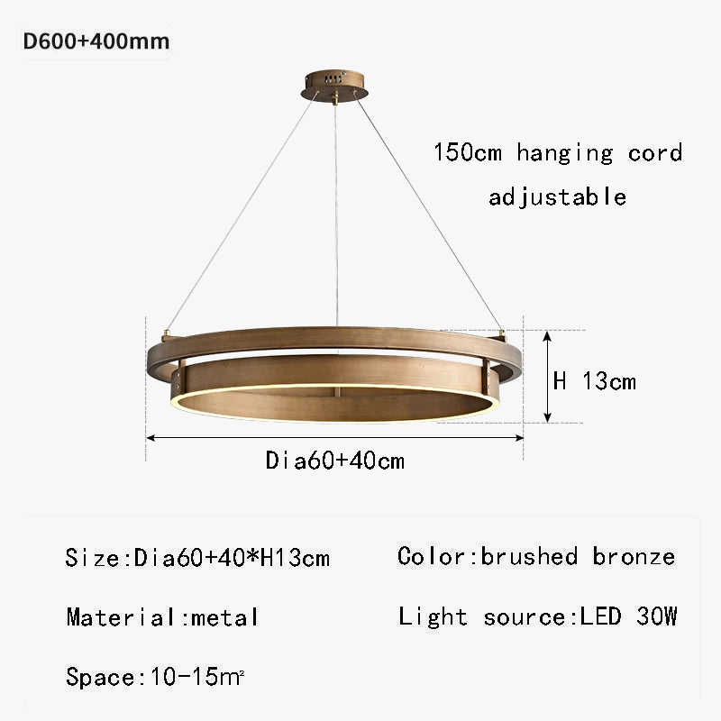 lustre créatif 	 en bronze avec suspension led