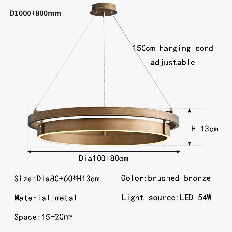 lustre créatif 	 en bronze avec suspension led
