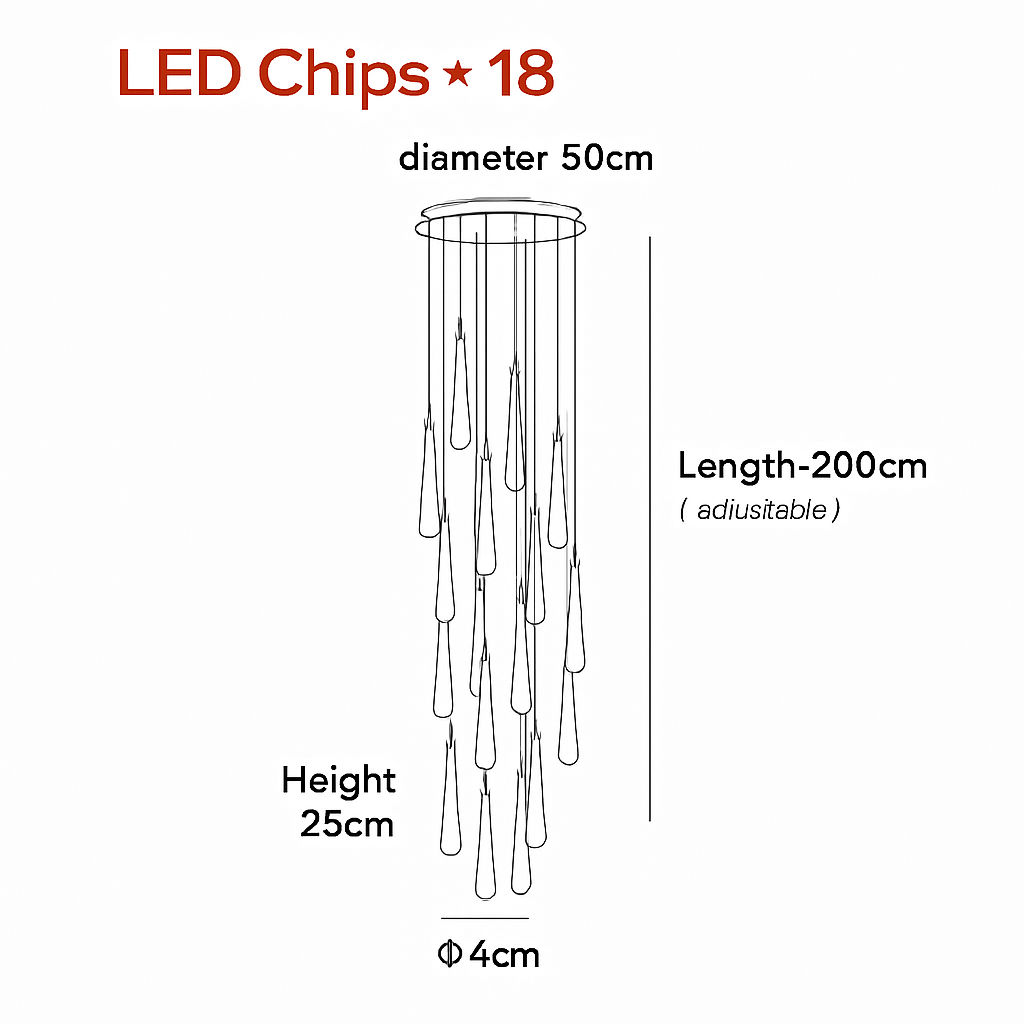 lustre créatif en cristal en forme de goutte d'eau dorée rotatif