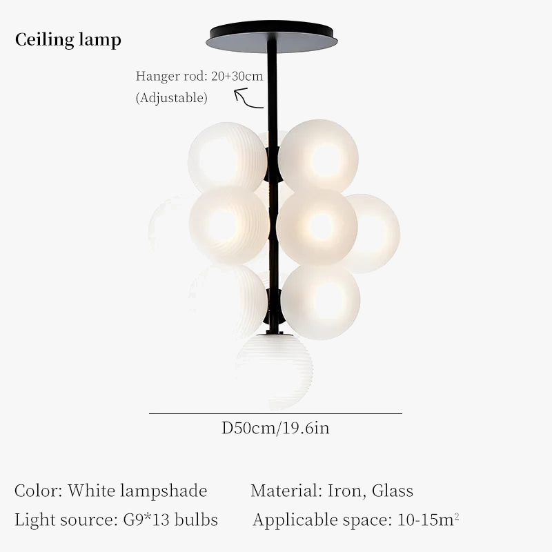 lustre créatif en verre design forme raisin pour intérieur moderne