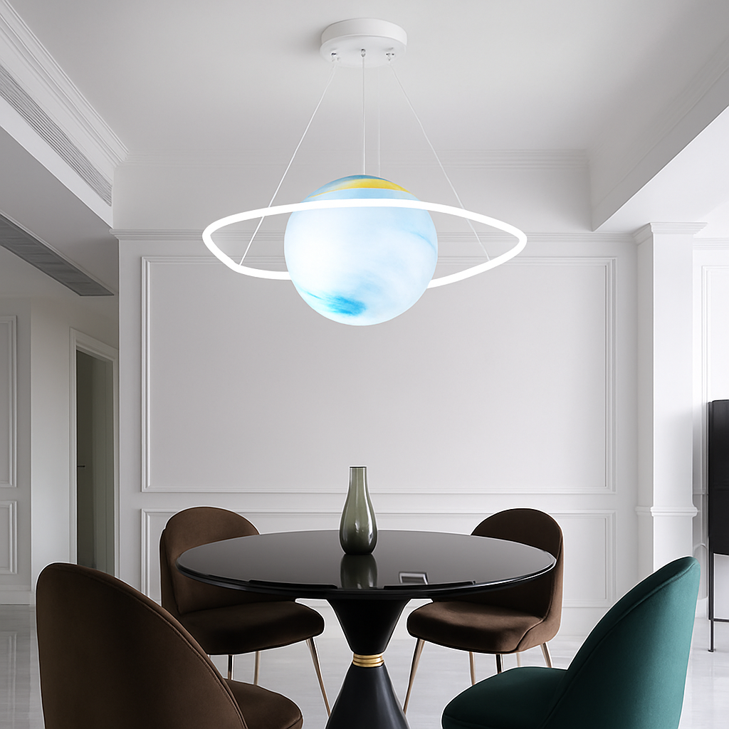 lustre créatif pour chambre d'enfant motif planète et étoiles