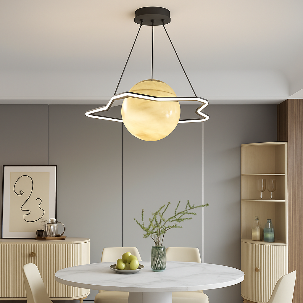 lustre créatif pour chambre d'enfant motif planète et étoiles