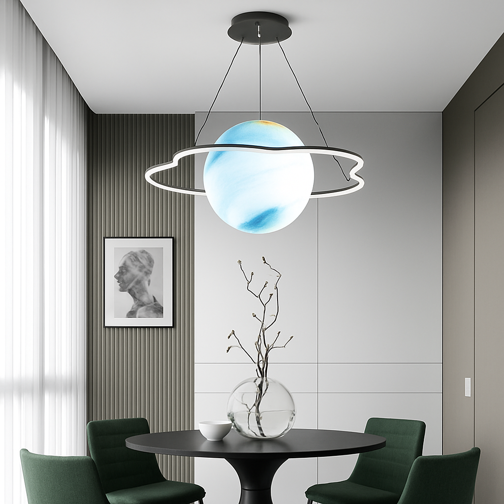 lustre créatif pour chambre d'enfant motif planète et étoiles
