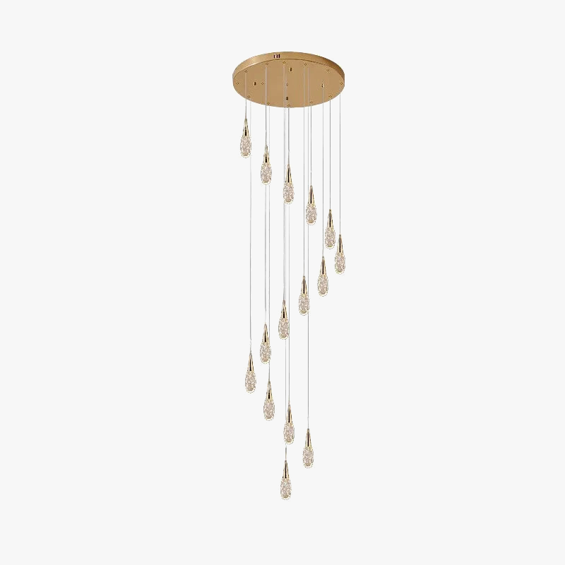 lustre d'escalier duplex lumière moderne de luxe rotatif en cristal