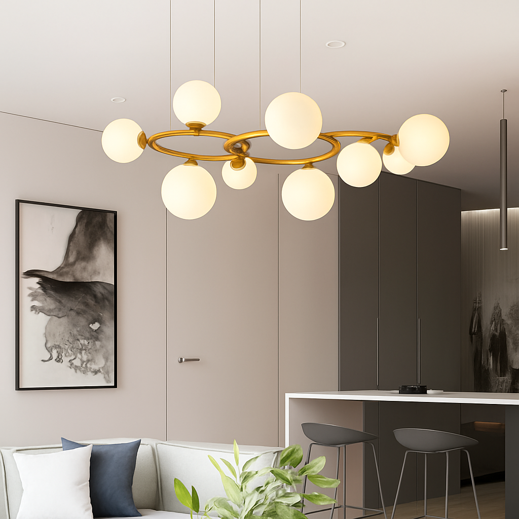 lustre de luxe artistique en verre fumé suspension lampe