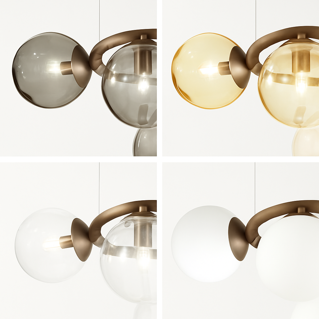 lustre de luxe artistique en verre fumé suspension lampe