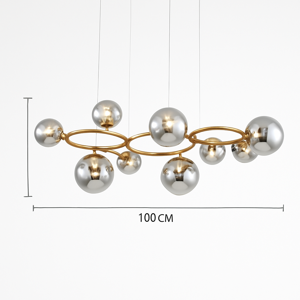 lustre de luxe artistique en verre fumé suspension lampe
